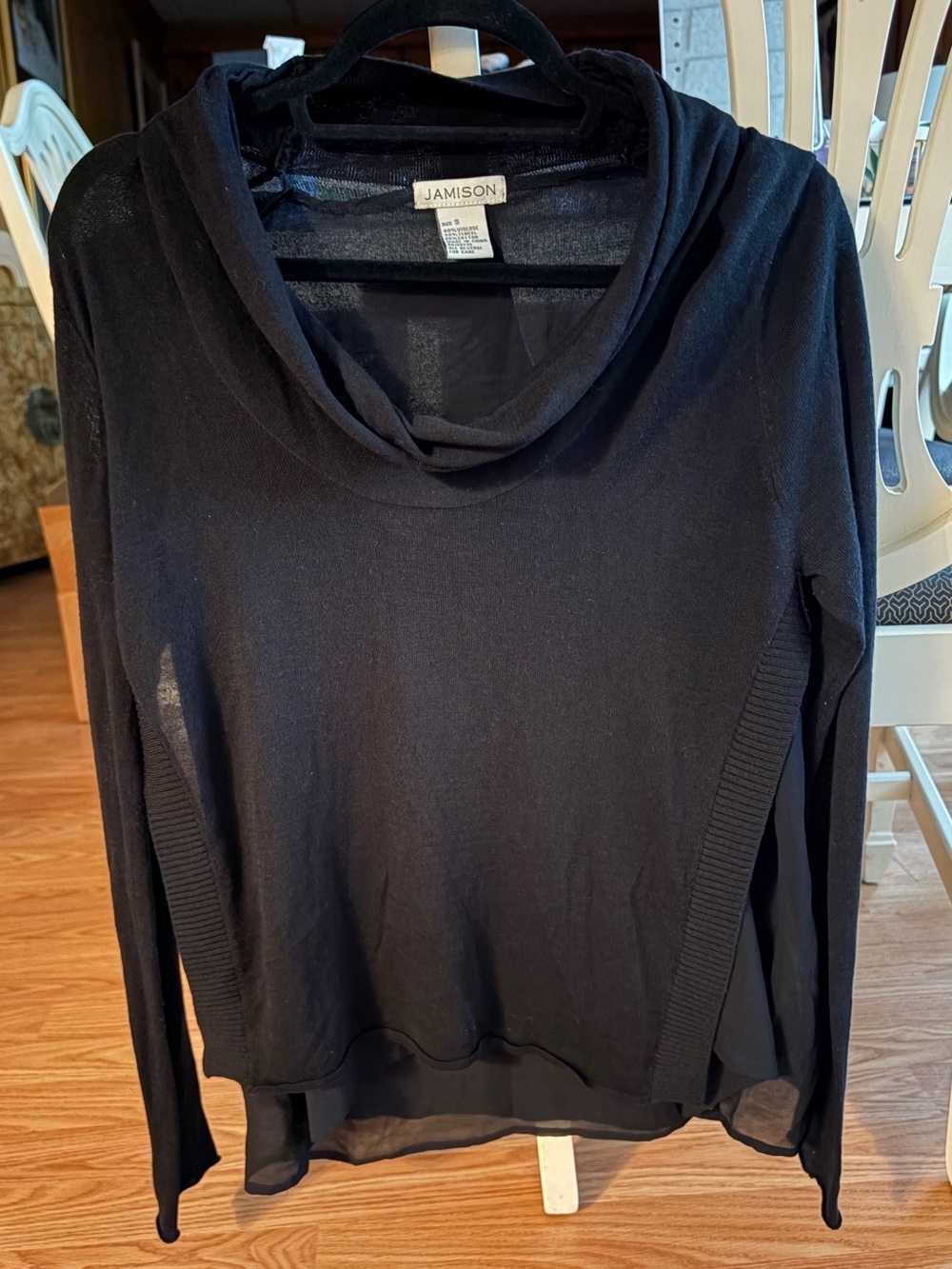 Black Cowl Neck Women's Lightweight Sweater Size Small